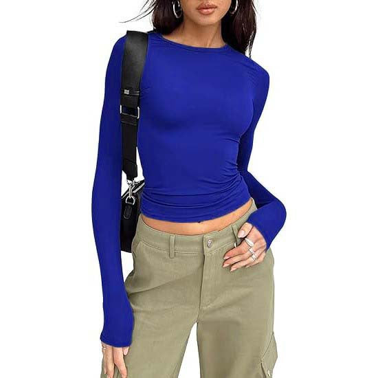Women's base layer top, short-sleeved slim fit, long-sleeved basic round neck top, slim fit, milk silk women's clothing 458