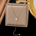 Shell necklace women's titanium steel lock chain 080