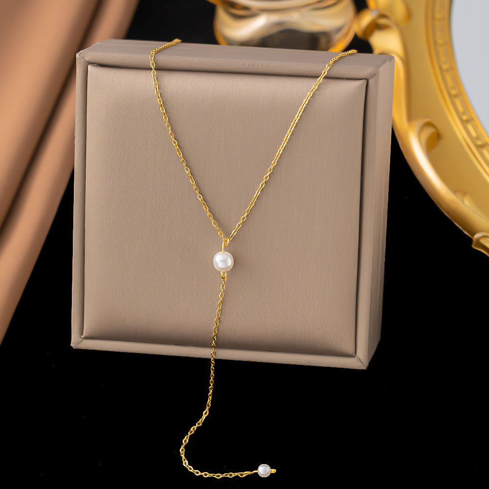 Shell necklace women's titanium steel lock chain 080