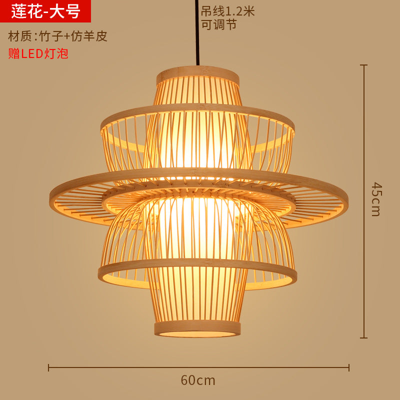 Bamboo woven lanterns and pendant lights, new Chinese style, bamboo art lights for restaurants and shops, commercial use 599