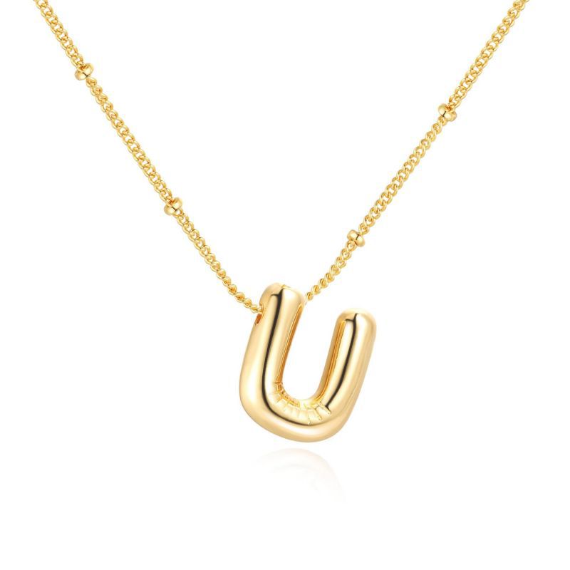 26 letter necklace stainless steel chubby bubble letter English necklace 263