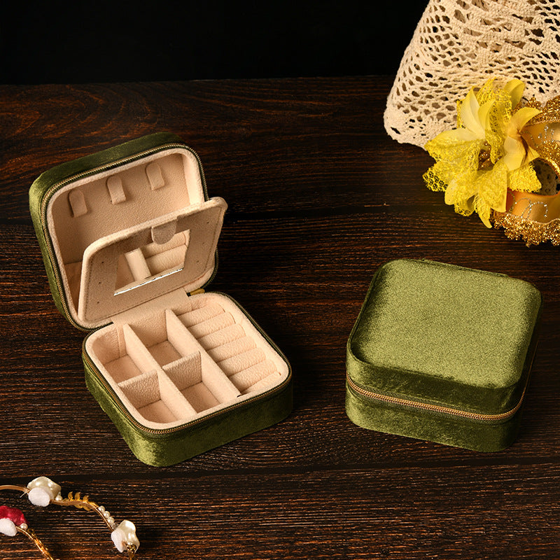 Simple and high-end ins swan velvet jewelry box with mirror 258