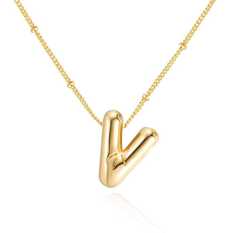 26 letter necklace stainless steel chubby bubble letter English necklace 263