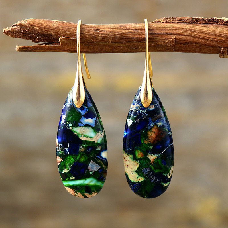 Bohemian Emperor Stone Droplet Pendant Earrings 275