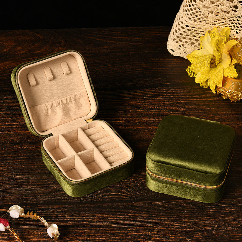 Simple and high-end ins swan velvet jewelry box with mirror 258