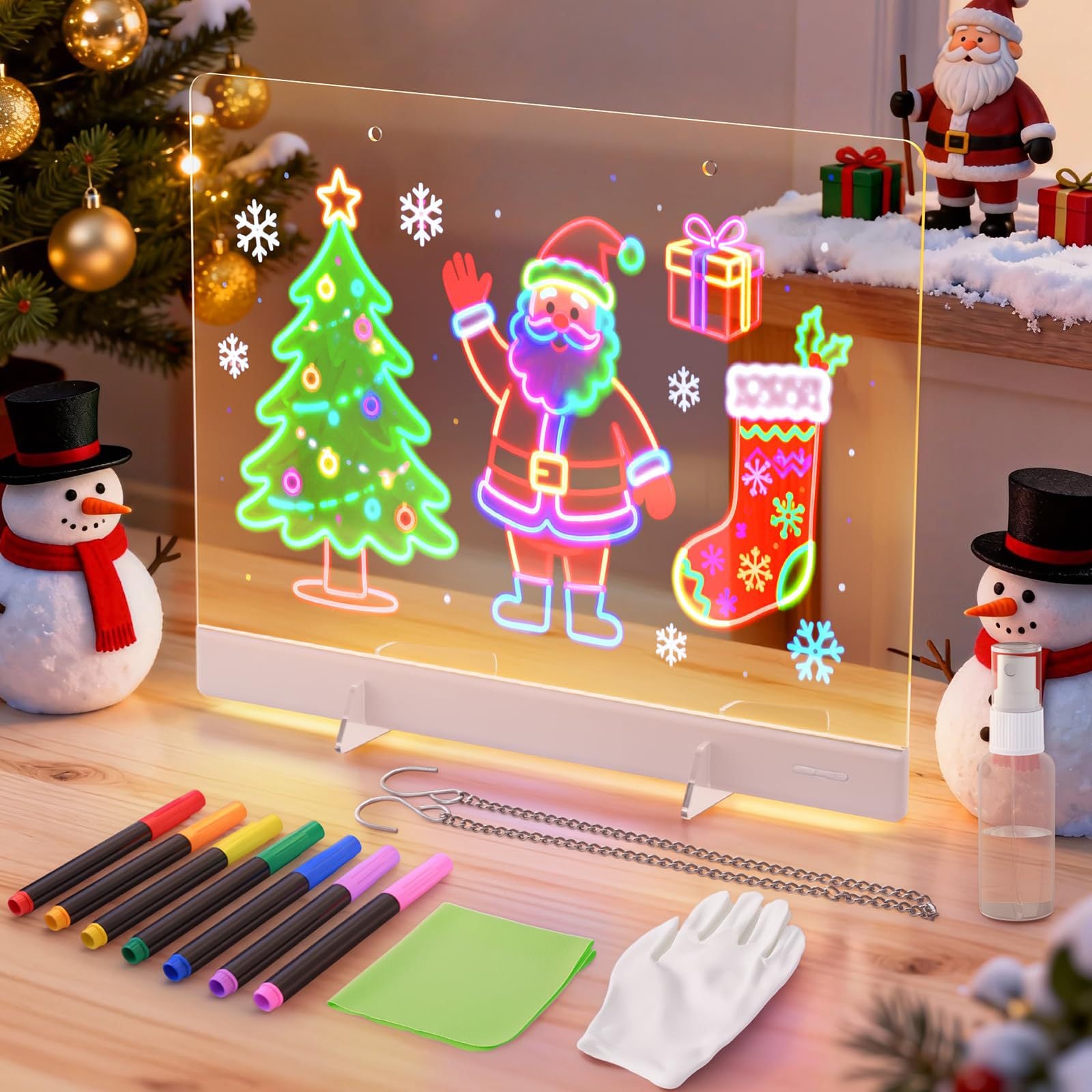 Glowing drawing board, children's toy, luminous fluorescence, magical DIY double-sided acrylic hand drawn board, girl's gift 568