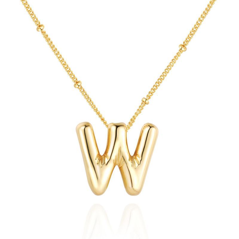 26 letter necklace stainless steel chubby bubble letter English necklace 263