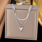 Shell necklace women's titanium steel lock chain 080