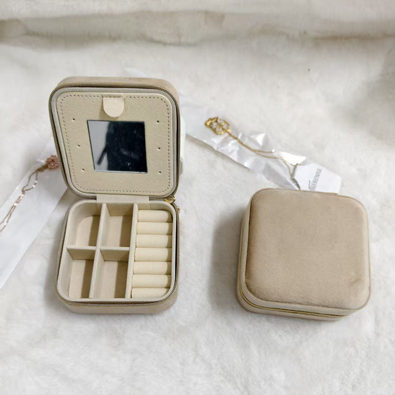 Simple and high-end ins swan velvet jewelry box with mirror 258