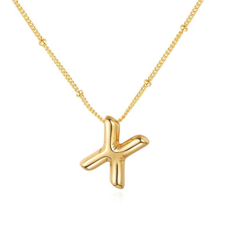 26 letter necklace stainless steel chubby bubble letter English necklace 263