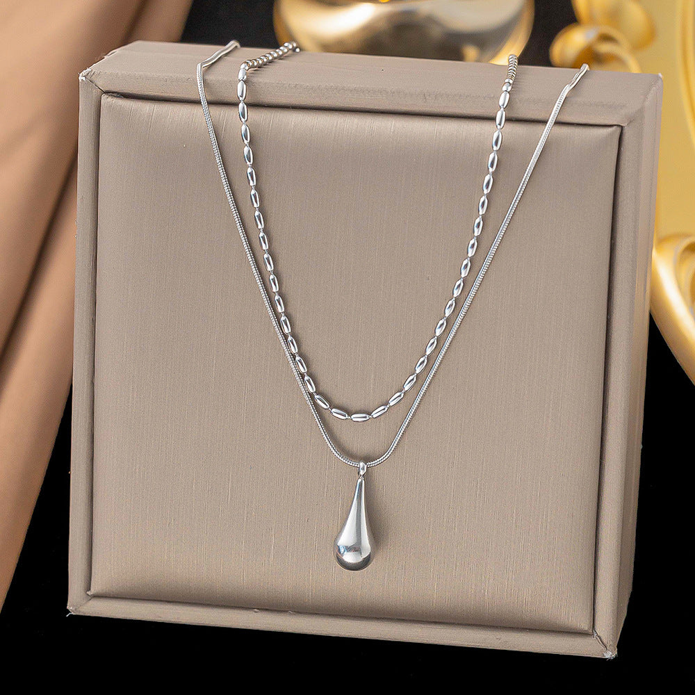 Shell necklace women's titanium steel lock chain 080