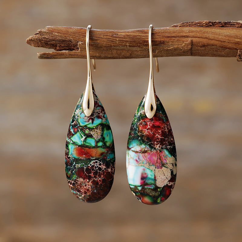 Bohemian Emperor Stone Droplet Pendant Earrings 275