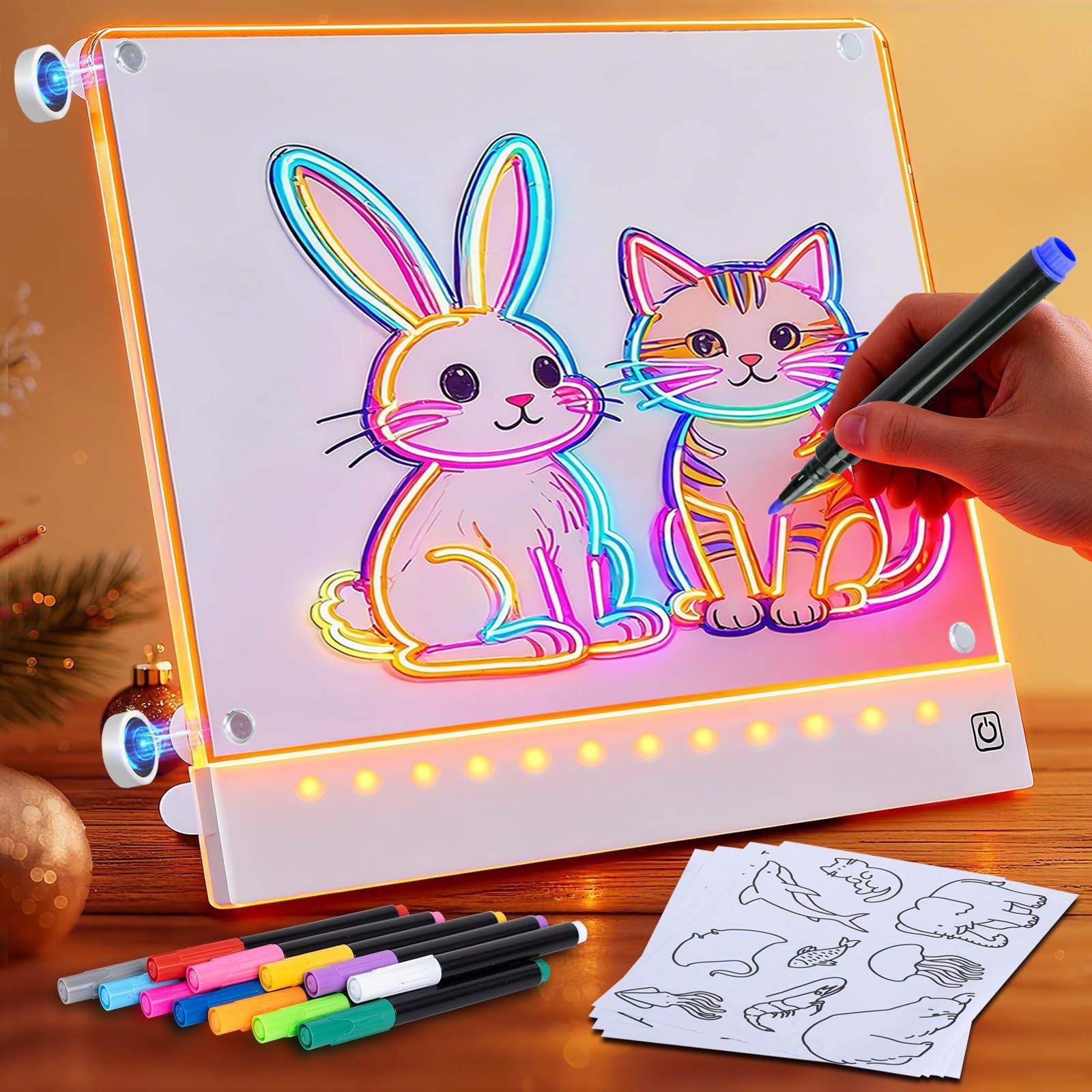 Glowing drawing board, children's toy, luminous fluorescence, magical DIY double-sided acrylic hand drawn board, girl's gift 568