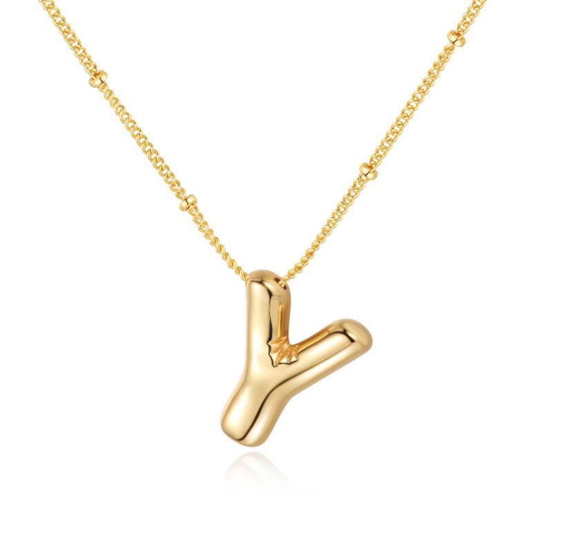 26 letter necklace stainless steel chubby bubble letter English necklace 263
