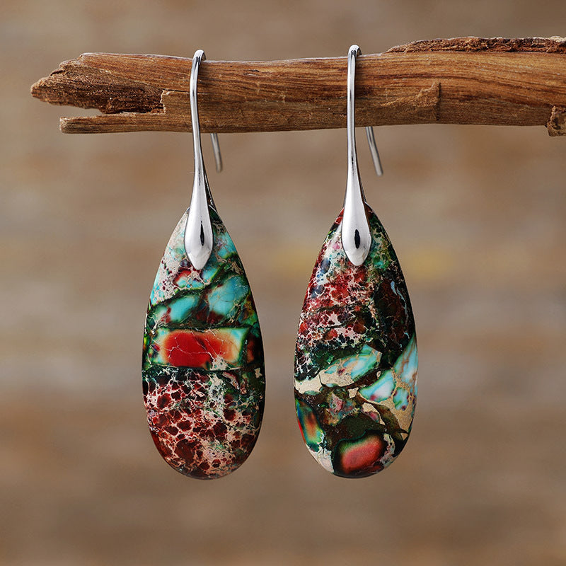 Bohemian Emperor Stone Droplet Pendant Earrings 275