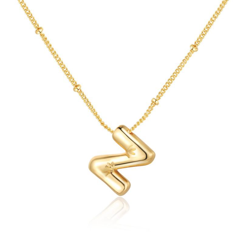 26 letter necklace stainless steel chubby bubble letter English necklace 263