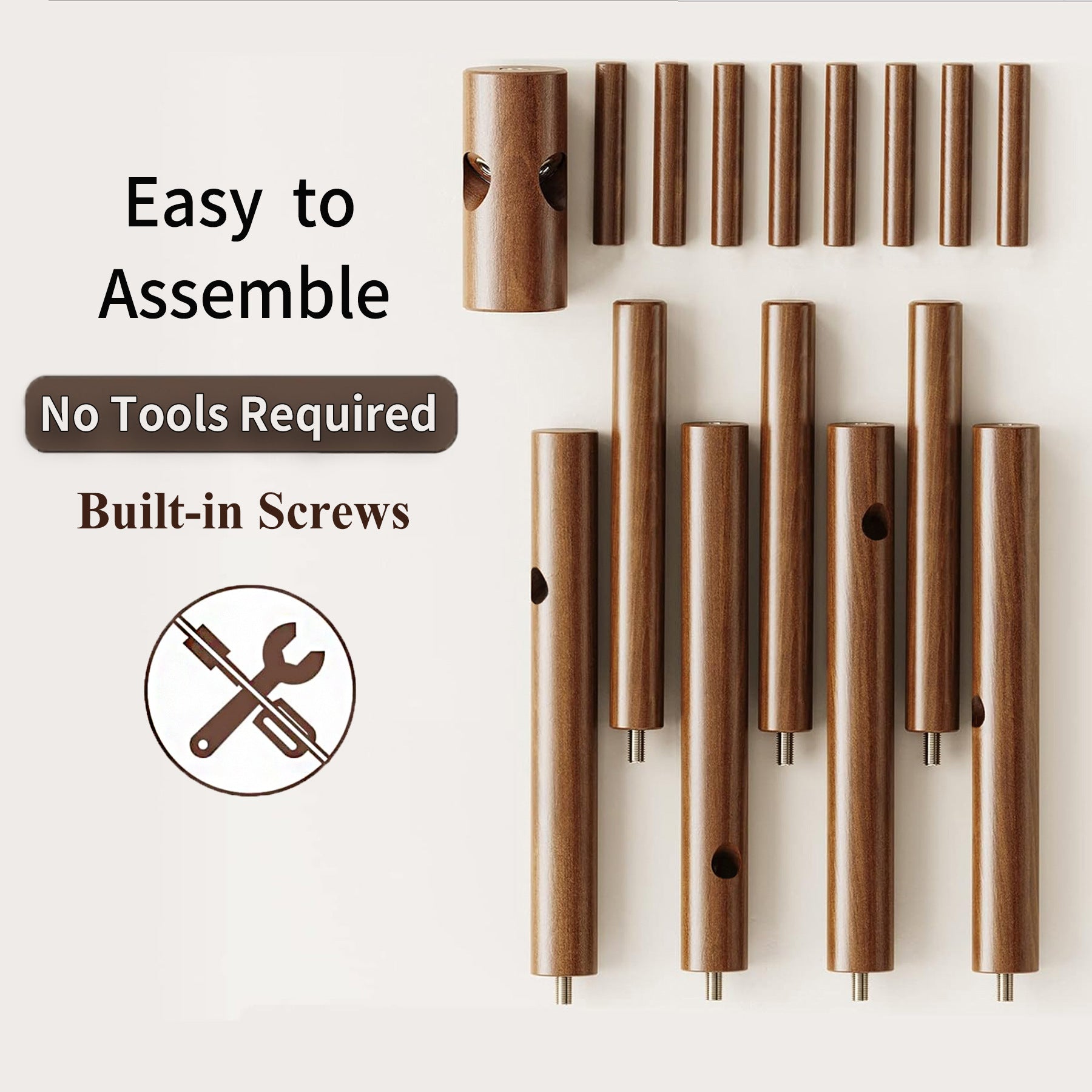 Solid wood coat rack, floor-standing, simple household clothes rack, living room bag rack 602