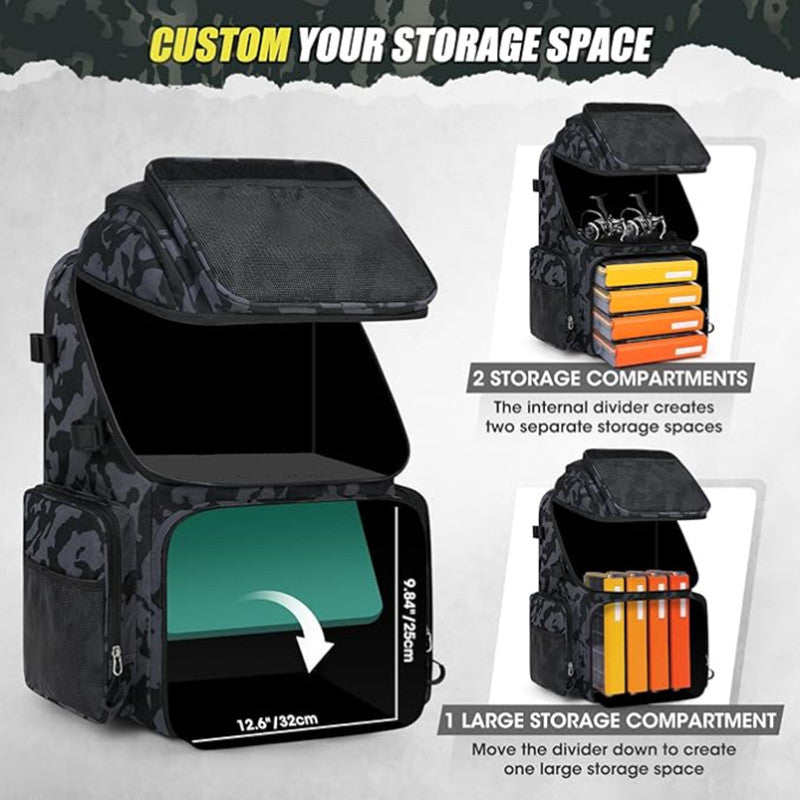 Camouflage fishing gear backpack fishing bag with fishing rod holder kettle fishing gear 158