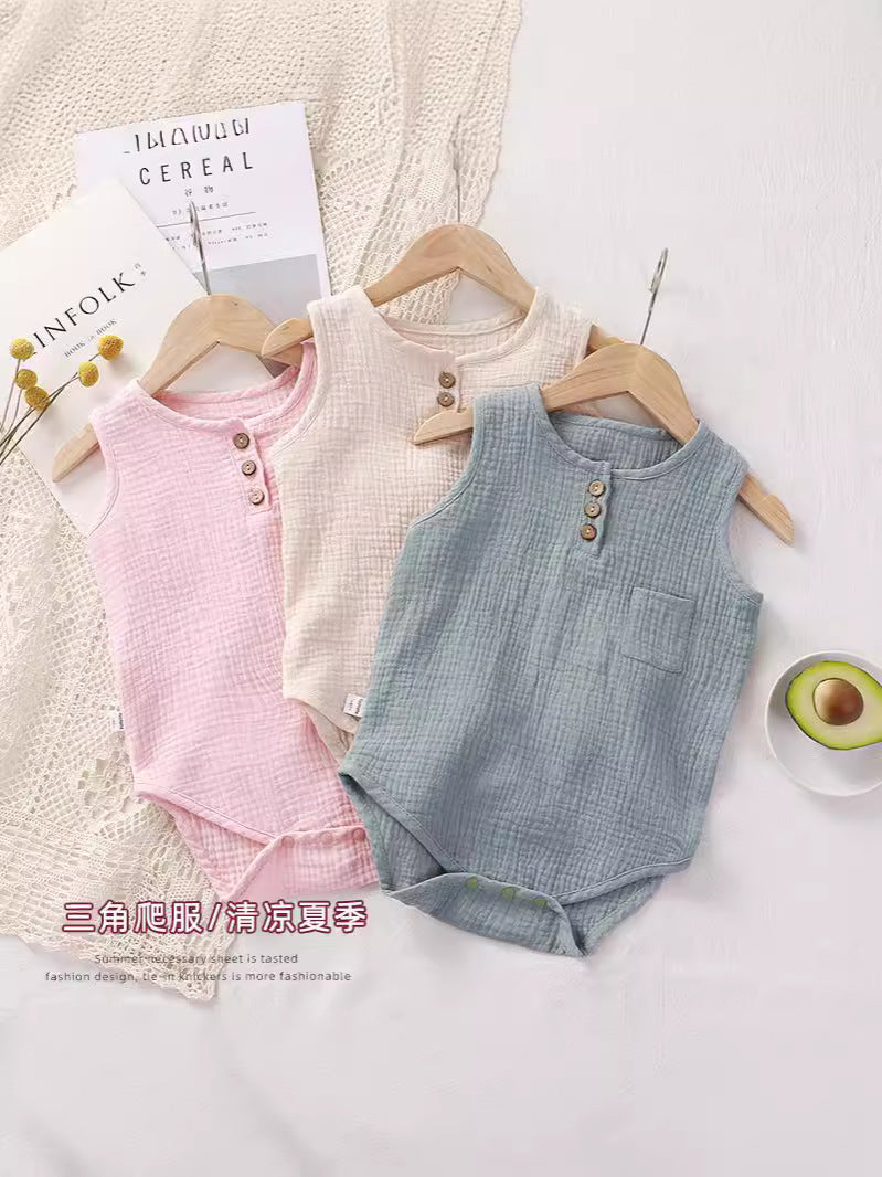 Baby jumpsuit summer thin cotton gauze for male and female babies 073