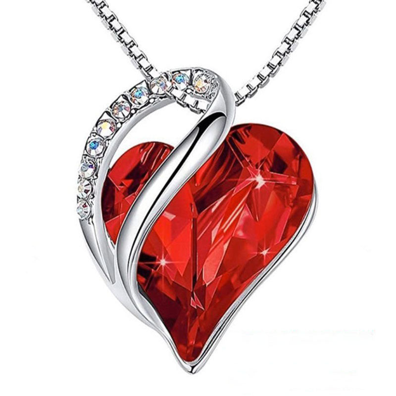 Love shaped geometric birth stone necklace jewelry women's collarbone chain gift 298