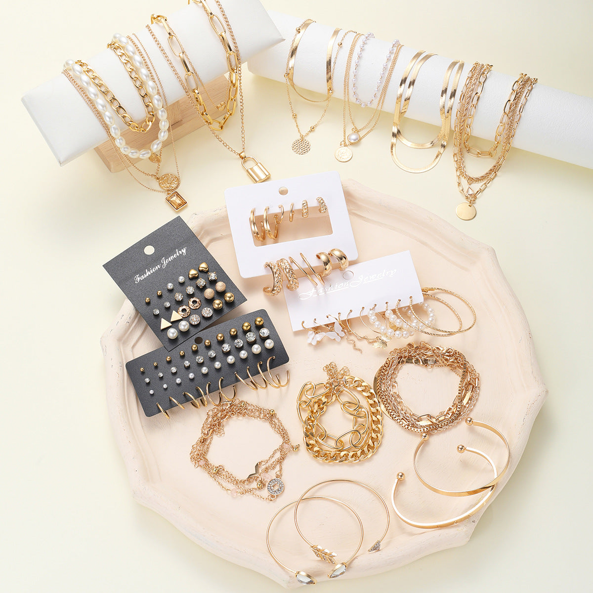 Fashion temperament creative zircon imitation pearl alloy jewelry set for women, 108 piece set 265