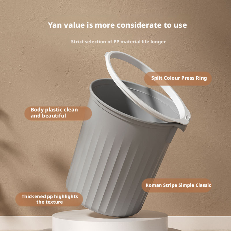 Plastic household kitchen bedroom toilet simple large size lidless pressure ring trash can 019