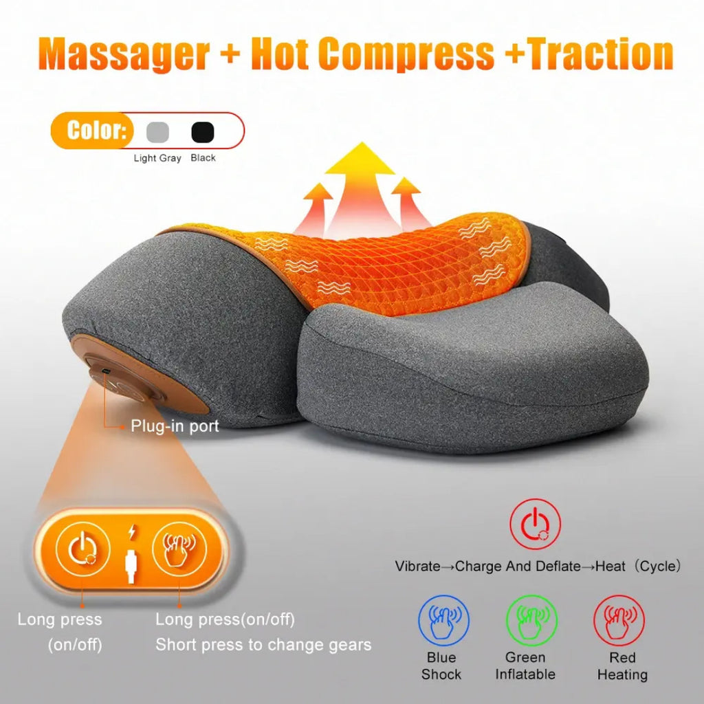 Neck pillow for protection, spine massage, spine heating and compress 248