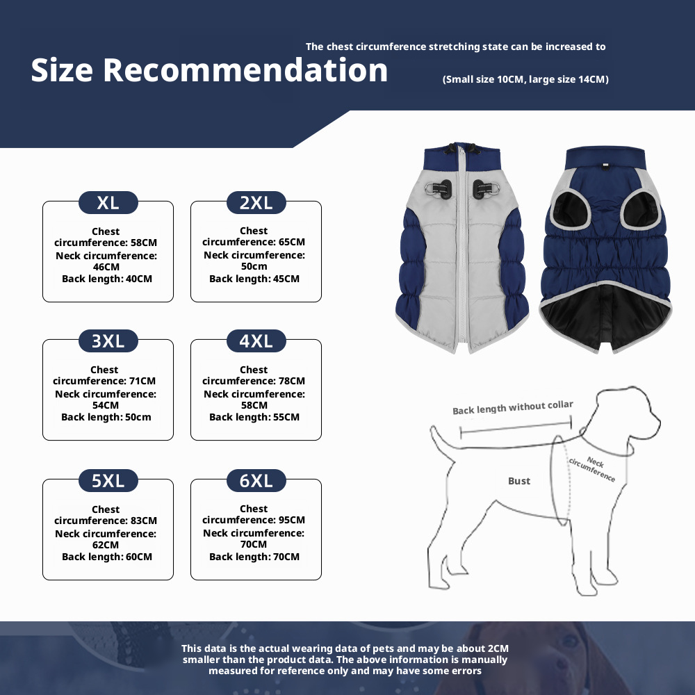 Pet clothing for autumn and winter, warm and reflective. Waterproof, windproof, thick dog clothing 332