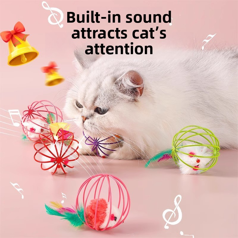 Cat toy cage, mouse cage, feather tail, mouse, scratch resistant, bite resistant 224