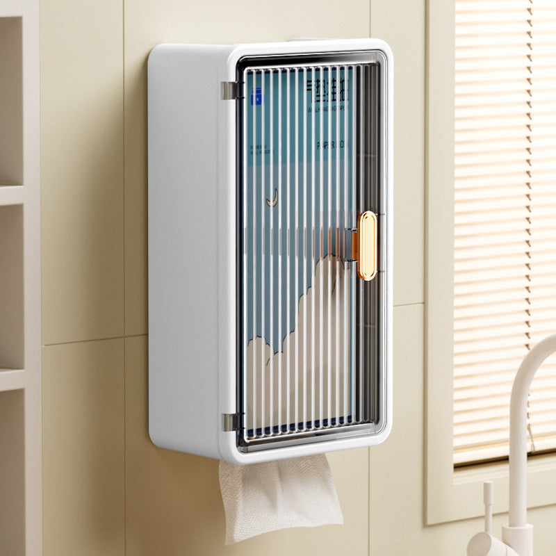 No-drill wall-mounted tissue box transparent and stylish storage rack 026