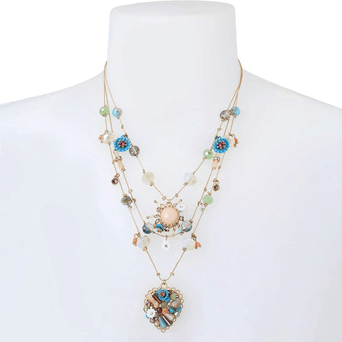 Bohemian multi-layered handmade heart-shaped bead necklace for women 300