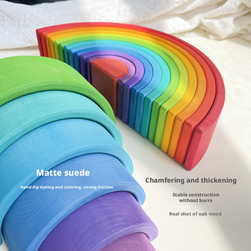 Rainbow Block Large Wooden Stacking Music Baby Early Education Toy 225