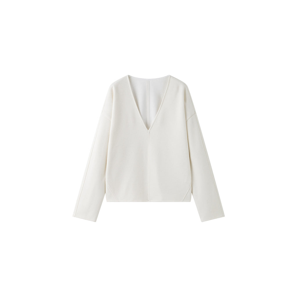 Casual luxury layering V-neck pullover loose hoodie for women 057