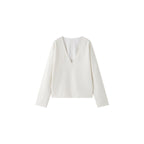 Casual luxury layering V-neck pullover loose hoodie for women 057