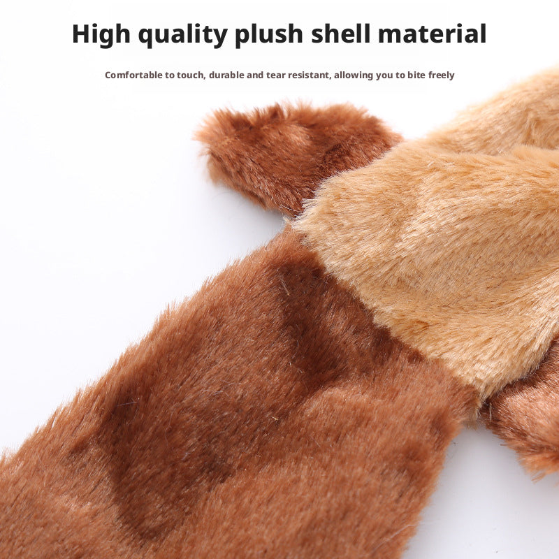Leather shell animal plush toy interactive chew resistant dog toy 319
