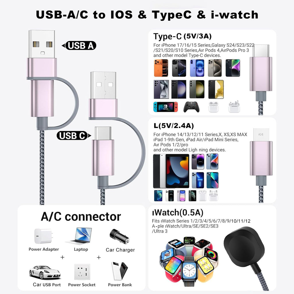 Multi functional two to three 60W fast charging data cable watch magnetic charging 363