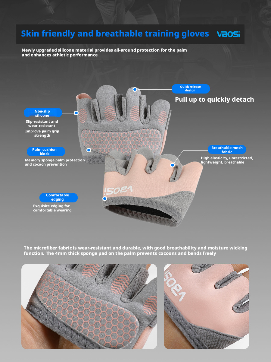 Four finger gloves for women and men, anti cocoon Pilates air yoga, anti slip and breathable half finger gloves 424