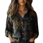 Women's shirt top V-neck printed shirt 082