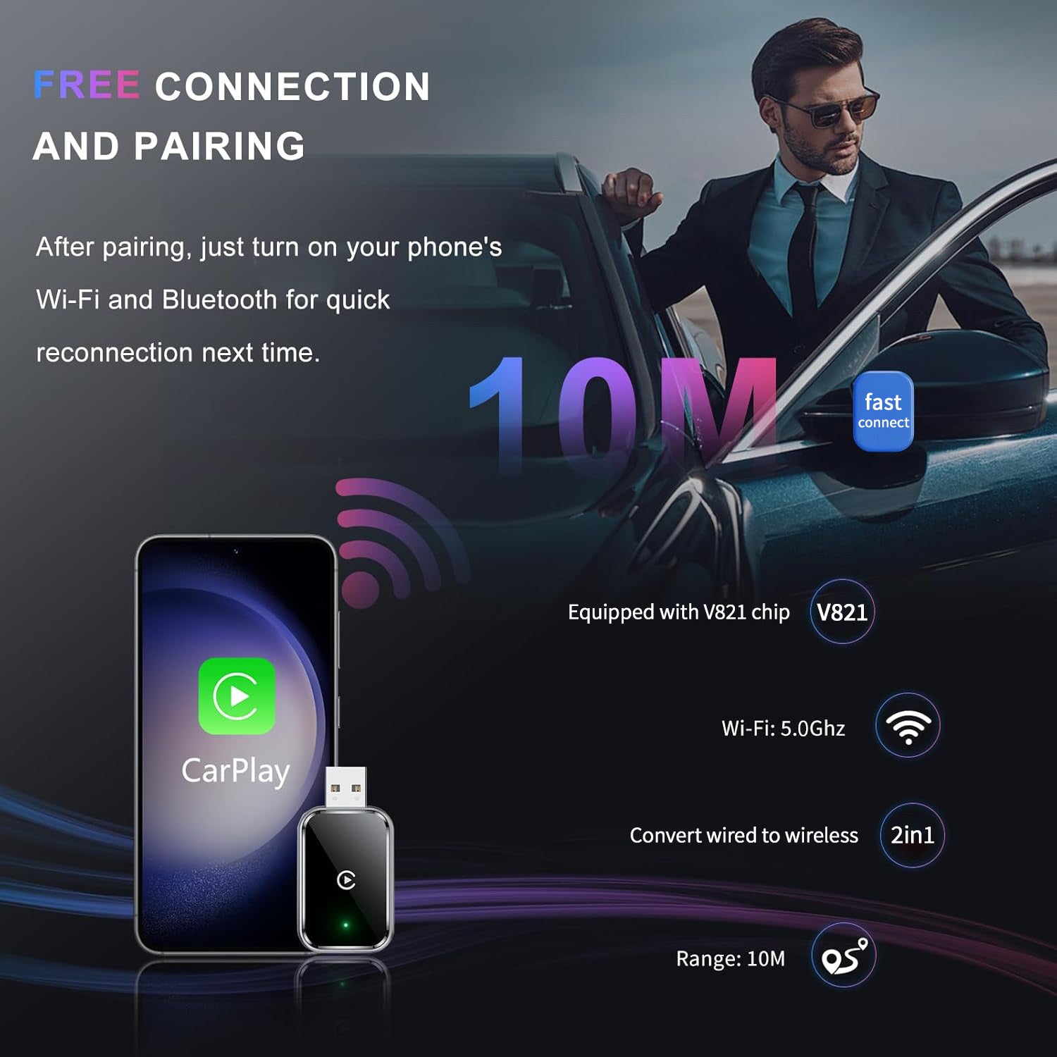 CarPlay Box wired to wireless high-definition intelligent navigation car converter 378