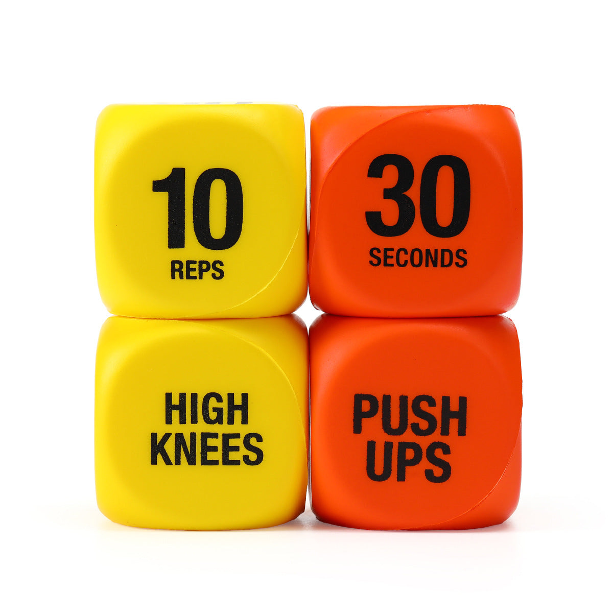 2 packs of fitness exercise dice with 6 sides design, including 10 repetitions and 30 seconds of stilt jumping and push ups 426