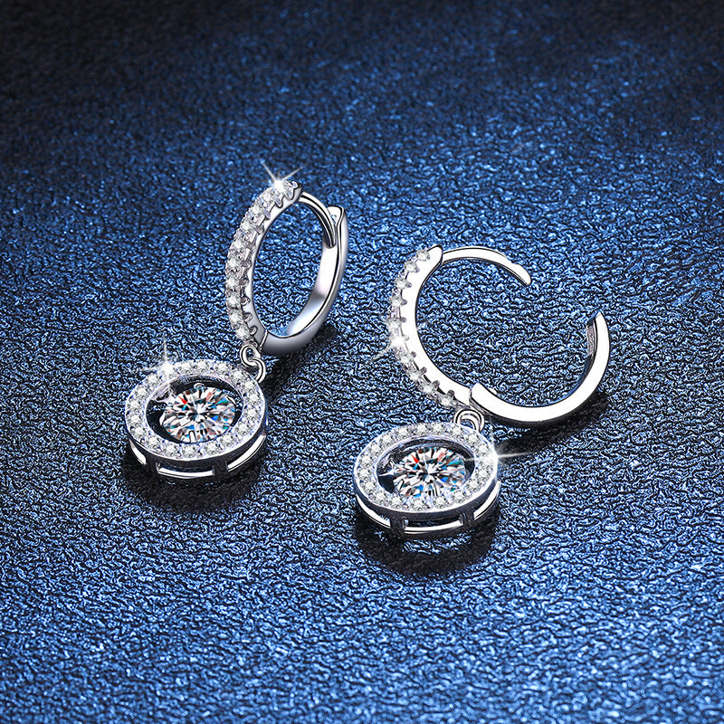 Dynamic and explosive s925 sterling silver earrings with moissanite 50 points 272
