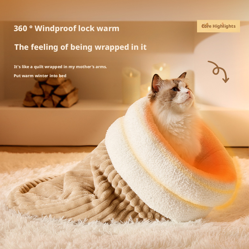 Winter and Autumn Thermal Cat House Sleeping Bag with Hole for Small Kitten 033