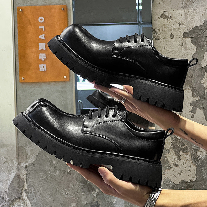 Workwear shoes with thick soles for height increase and wide-toed design 116