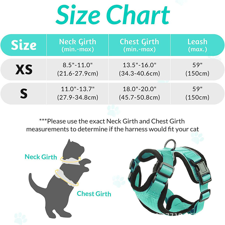 Pet supplies, breathable chest straps for cats, reflective anti slip, cat walking rope 257