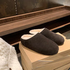 Leather sole thick base lambskin fur 3.5cm height warming fluffy slipper 120