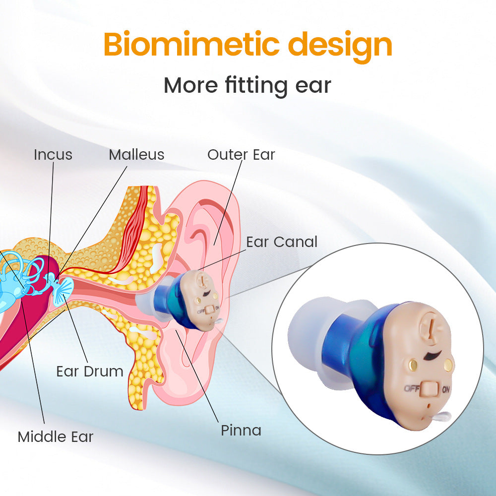 Magnetic charging compartment ear canal digital hearing aid noise reduction sound amplifier 254
