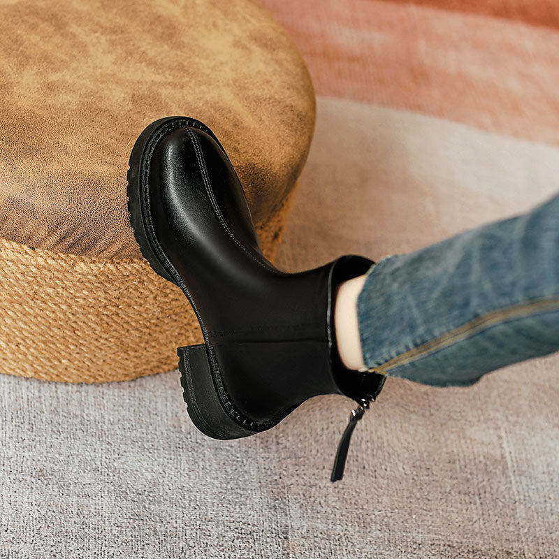 Thick heeled short boots for women in spring and autumn brown thick soled Martin boots 119