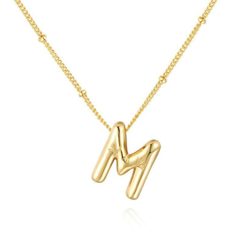26 letter necklace stainless steel chubby bubble letter English necklace 263