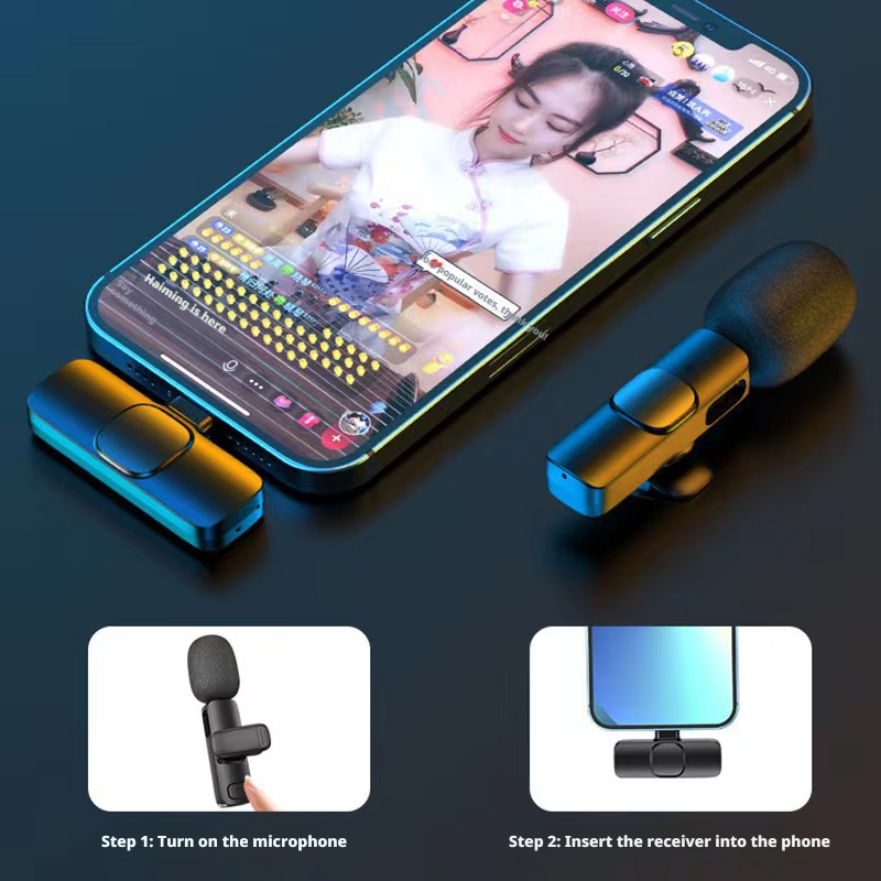 Wireless lavalier microphone K1K9J13 with one to two live streaming reception 186