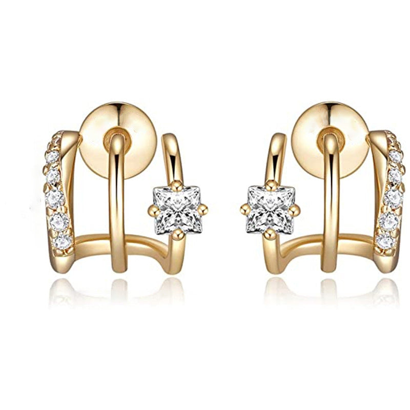 Cao Shidian Diamond Zircon Three Claw Curved Line Earpiece 282